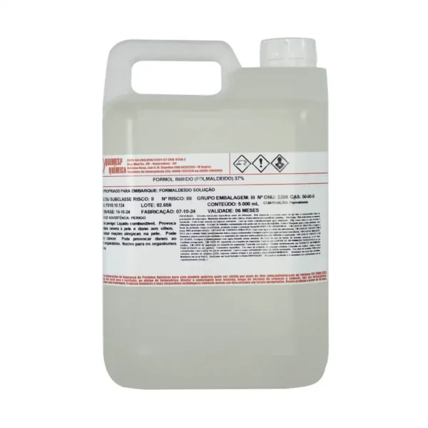 Frasco de Formol Inibido Solvente 37% 5 Litros da marca Quimesp