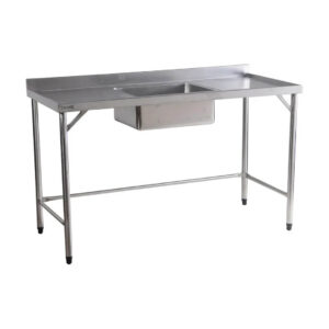 Mesa Bancada Veterinária com Cuba e Encosto em Aço Inox