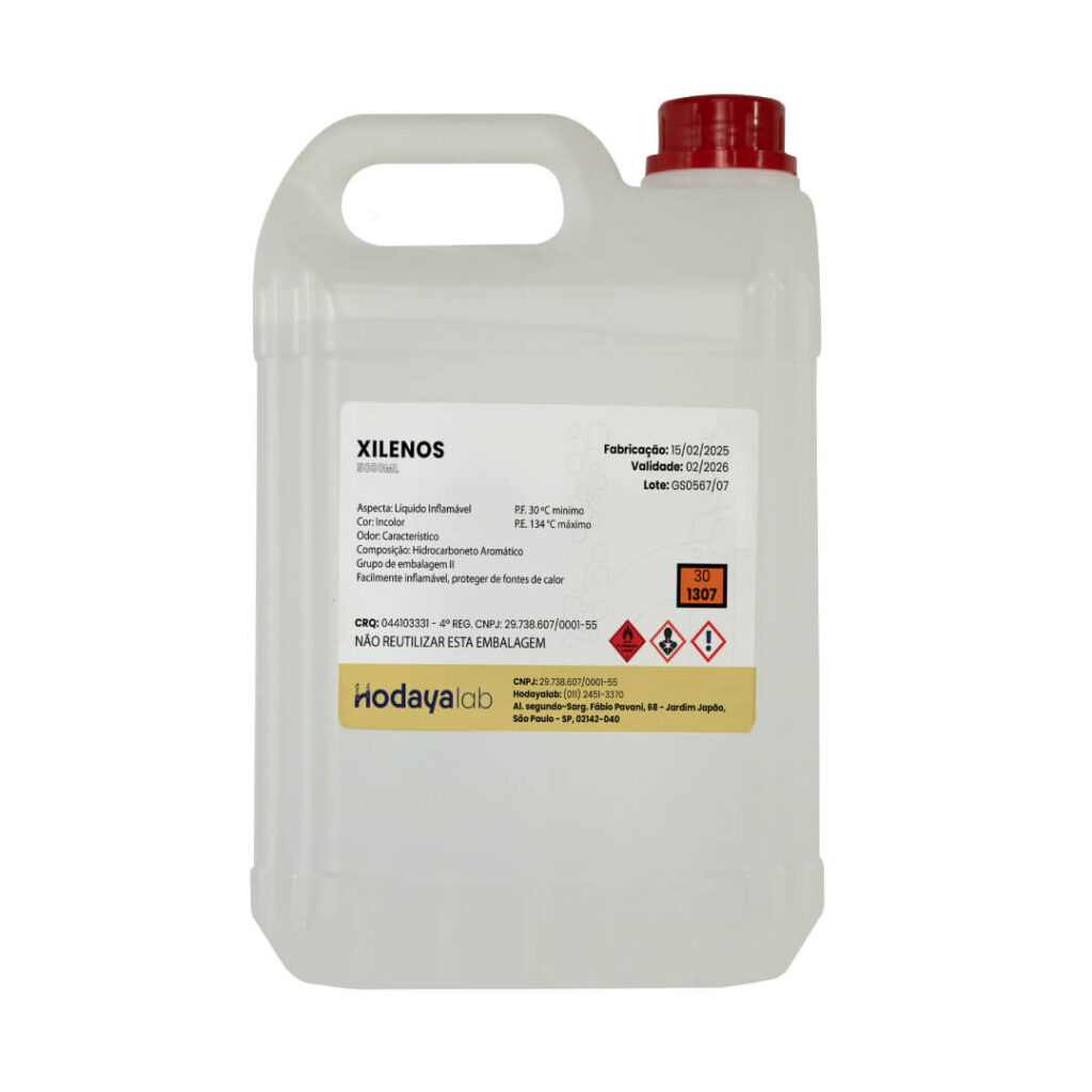 Frasco de Xilol 5 Litros (Xilenos - ONU 1307 R 30) da marca Tecnolabo